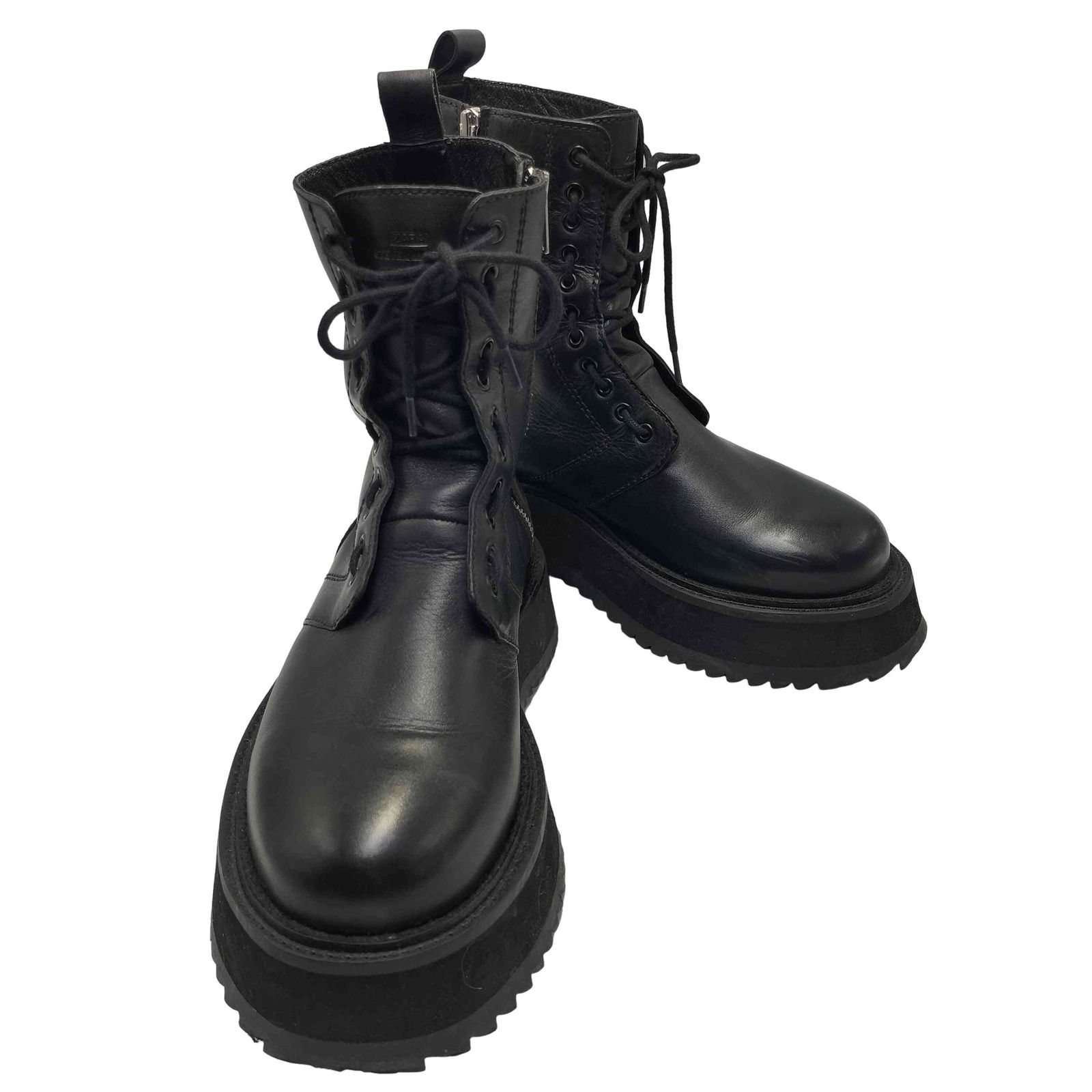 ザラ ZARA サイドジップ レザー 厚底 ブーツ レディース 41 - メルカリ