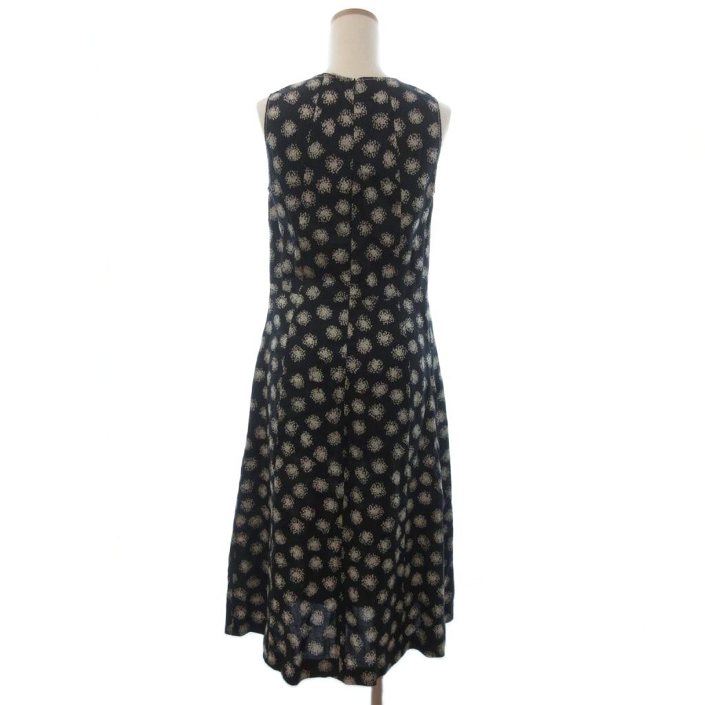  ロッソ35 ROSSO 35 ワンピース ノースリーブ ロング 総柄 麻 リネン 42 黒 ブラック 長袖 七分袖 その他