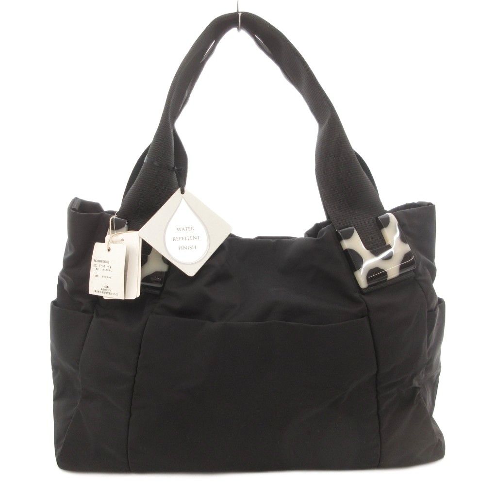 パピヨネ イア ear タグ付き ハンドバッグ ショルダー 2 WAY ロゴ 黒 ブラック |AE