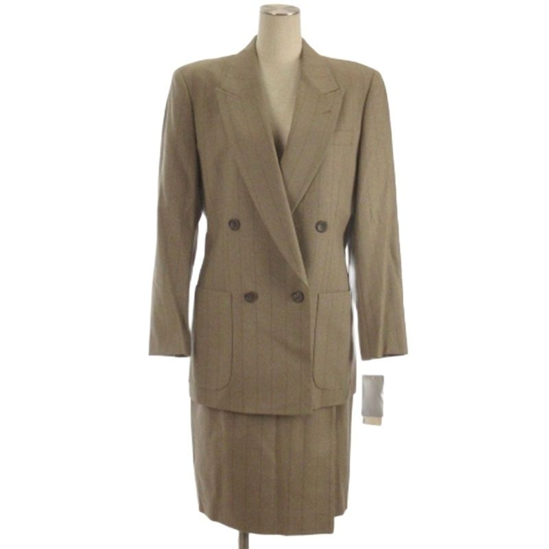 バーバリーズ Burberrys タグ付き セットアップ ジャケット スカート ストライプ ベージュ 9