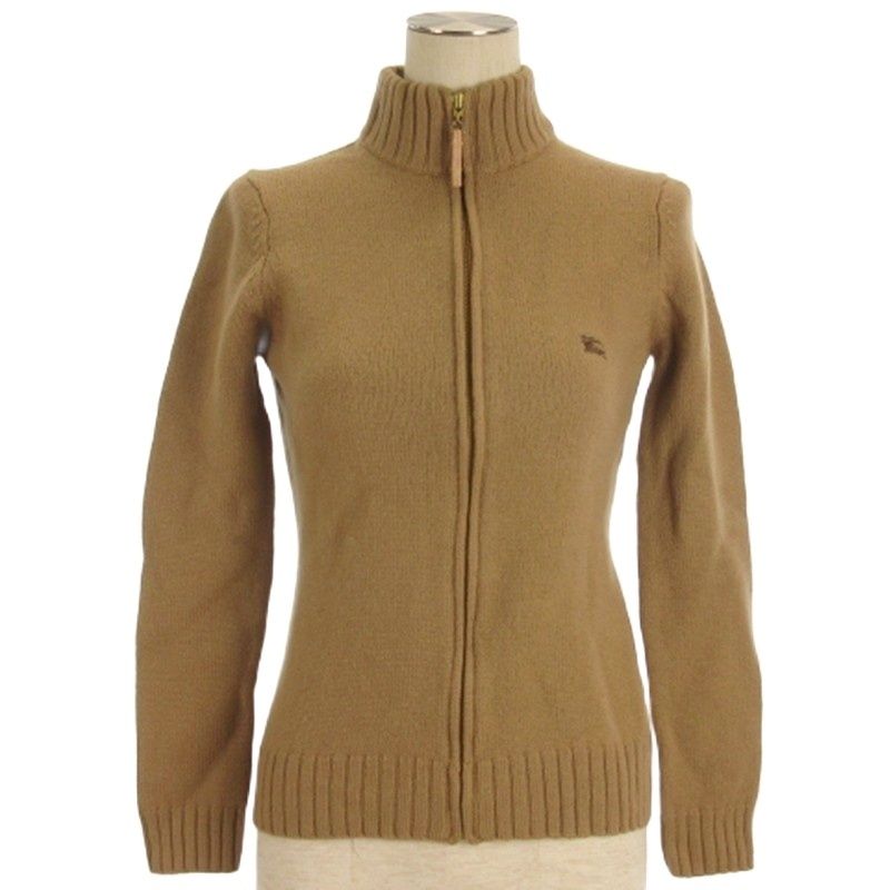 バーバリーブルーレーベル BURBERRY BLUE LABEL ニット ジャケット ジップアップ ブラウン M
