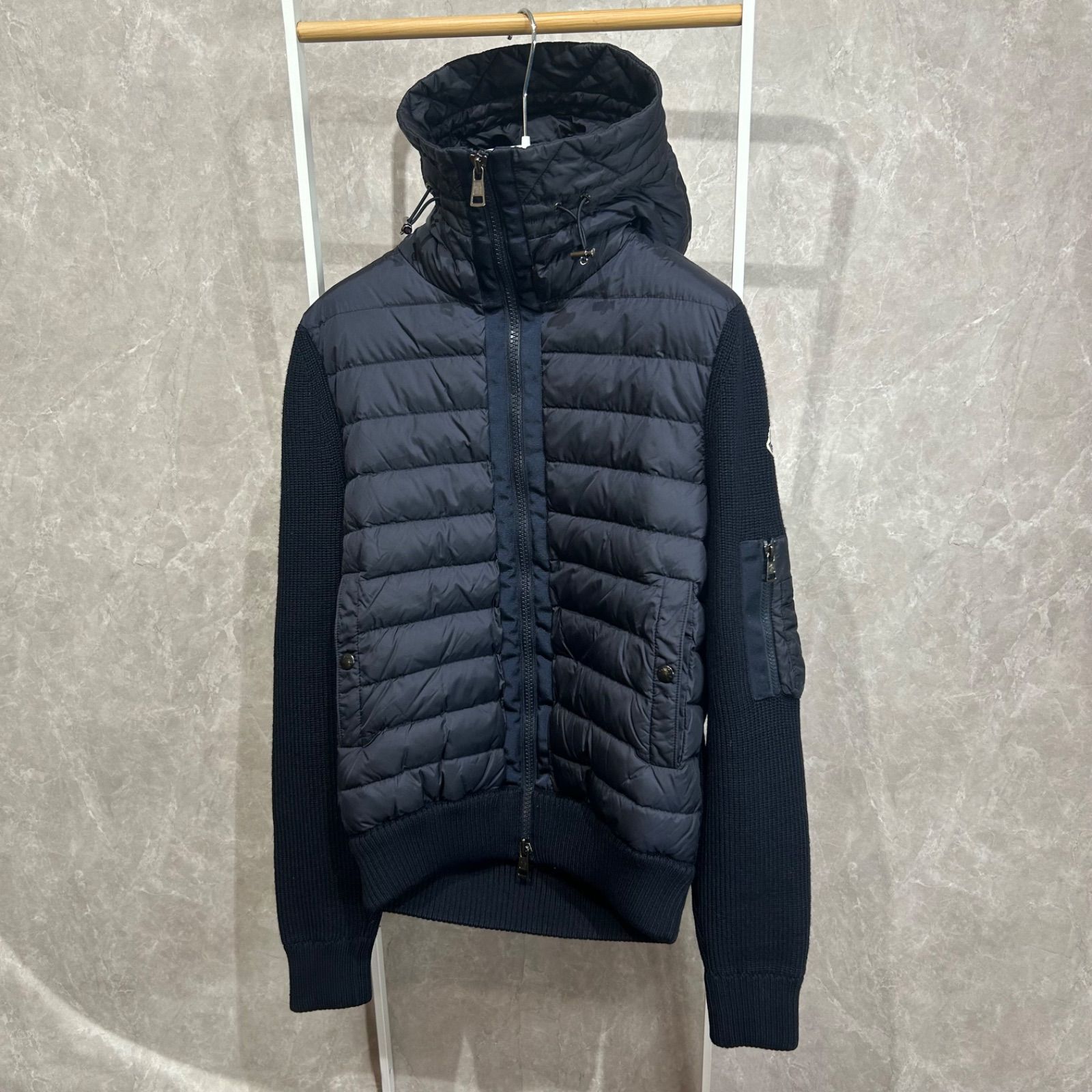 MONCLER モンクレール ハイブリッドダウンニットジャケットネイビーM