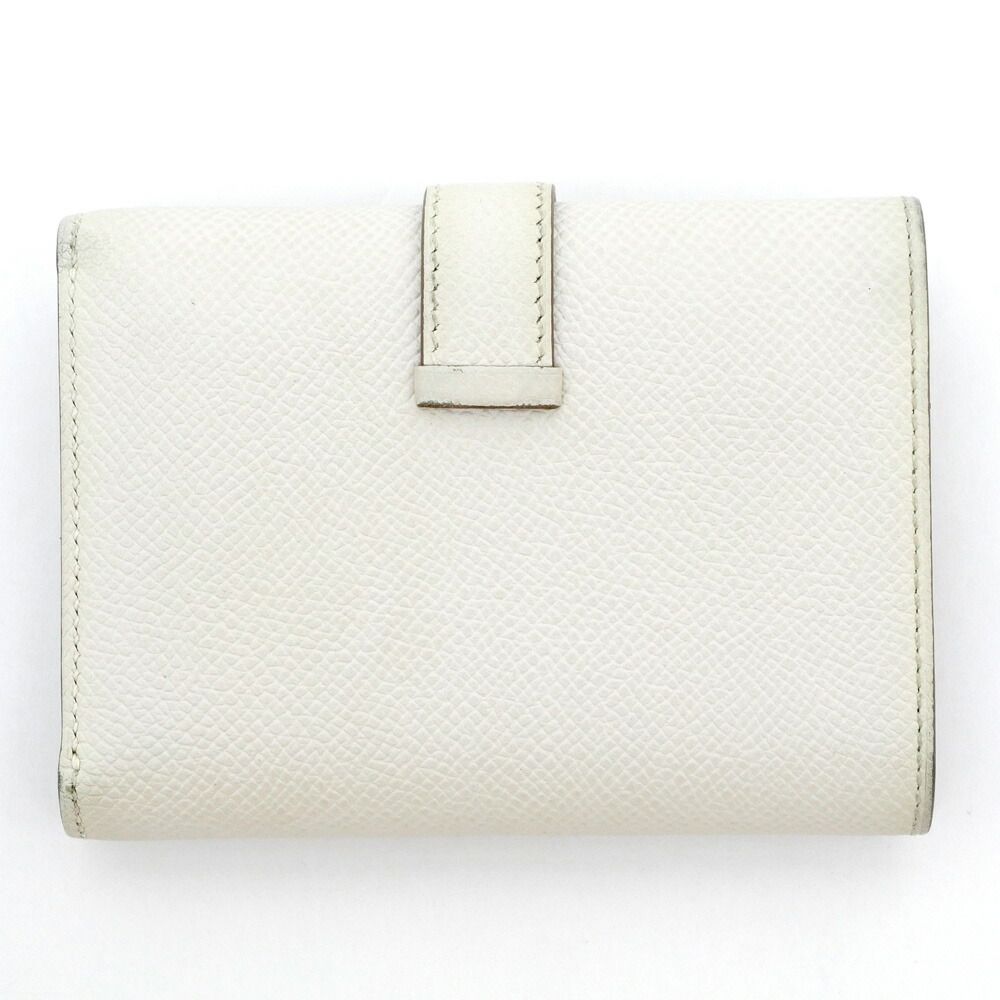 名東 エルメス ベアンコンビネ グリペール ホワイト系 白 ゴールド金具 ヴォーエプソン B刻印 三つ折り財布 財布 レザー