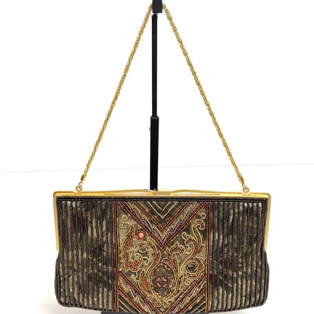 着物と帯 時流 B 241029 アンティーク ビーズバッグ 両面ビーズ