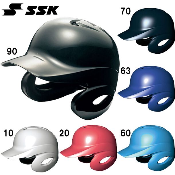 エスエスケイ SSK 軟式用両耳付キヘルメット 軟式用ヘルメット 野球用品 (H2500)、(70)ネイビー
