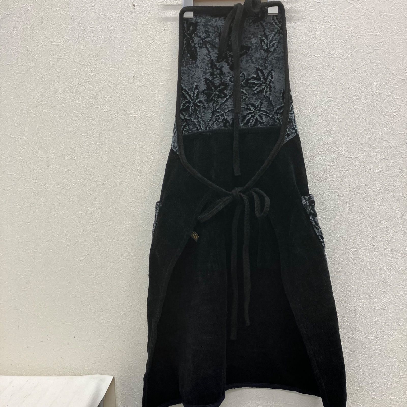 7123 FEILER feiler フェイラー エプロン シュニール織り 前掛け 黒