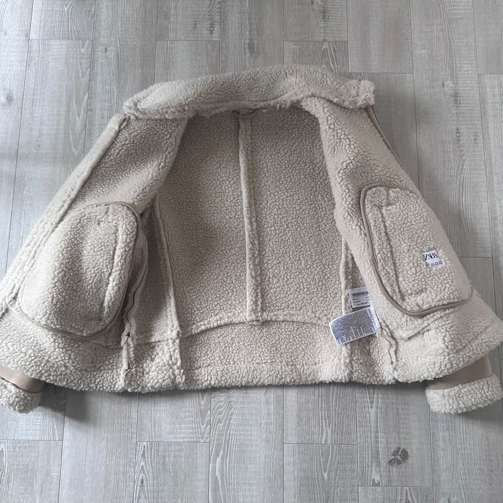 ZARA ムートンジャケット ベージュ メンズ サイズ42 - メルカリ