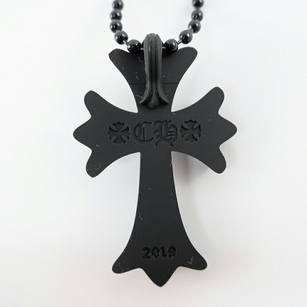 天白 クロムハーツ ネックレス クロス ブラック シリコン ラバー ペンダント 黒 アクセサリー 保存袋 十字架 その他♥