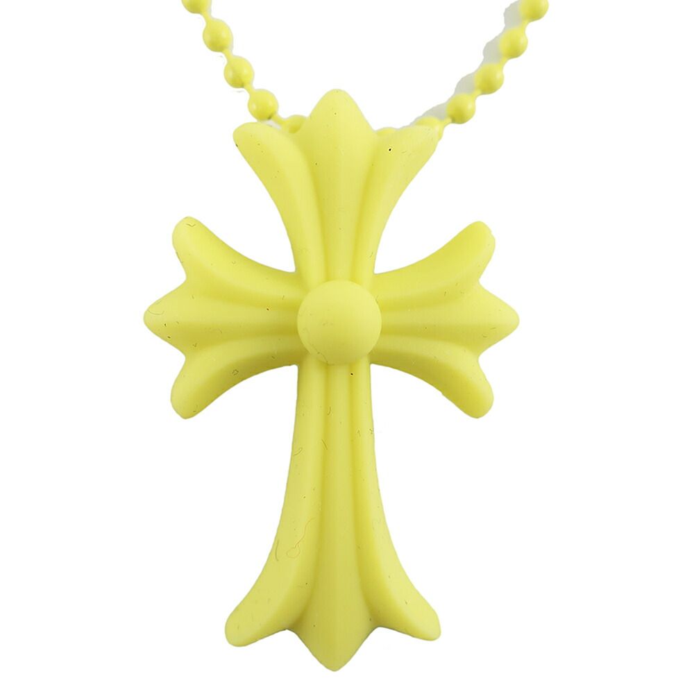 天白 クロムハーツ ネックレス クロス イエロー シリコン ラバー ペンダント アクセサリー 保存袋 十字架 その他