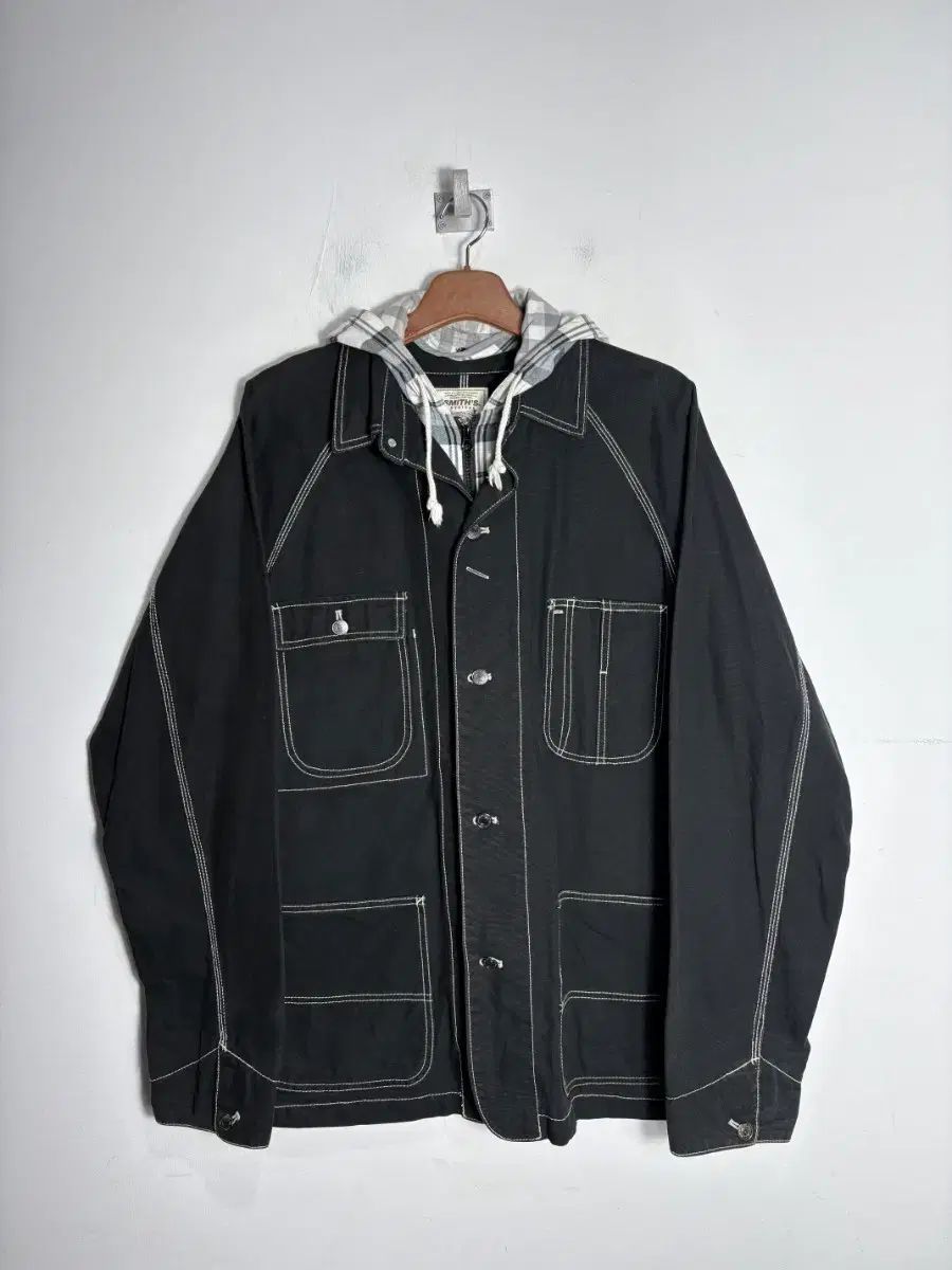 スミス アメリカ WHO フード デザインテープ スティッチ コットン ジャケット