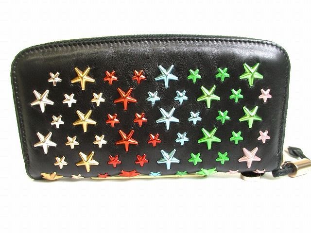 ジミーチュウ Jimmy Choo マルチカラー スタッズ レザー ラウンドファスナー 長財布 メンズ レディース
