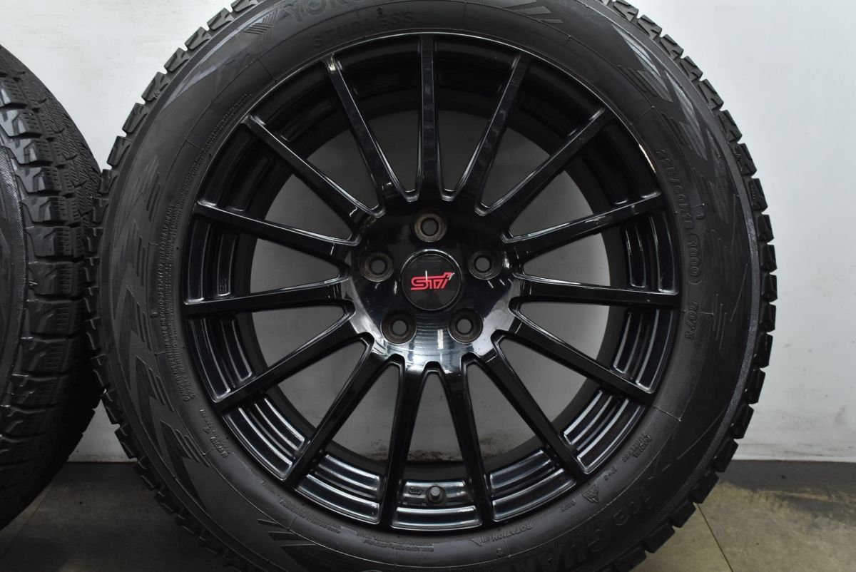  バリ溝 スバル STI 18 in 7.5 J 55 PCD 114.3 ヨコハマ アイスガード G 075 225|60 R レガシィアウトバック SUBARU 18インチ タイヤ ホイールセット