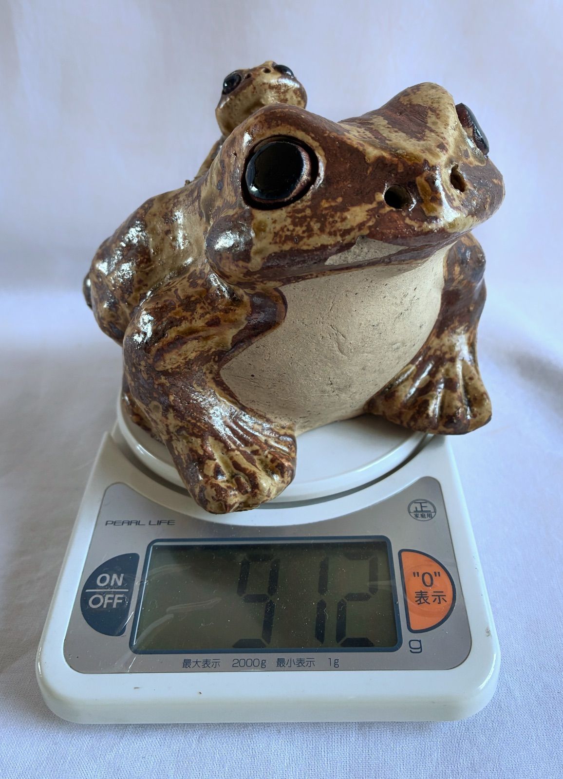 信楽焼 カエル 蛙 親子 三匹 陶器 大型 置物 オブジェ 庭 玄関 縁起物