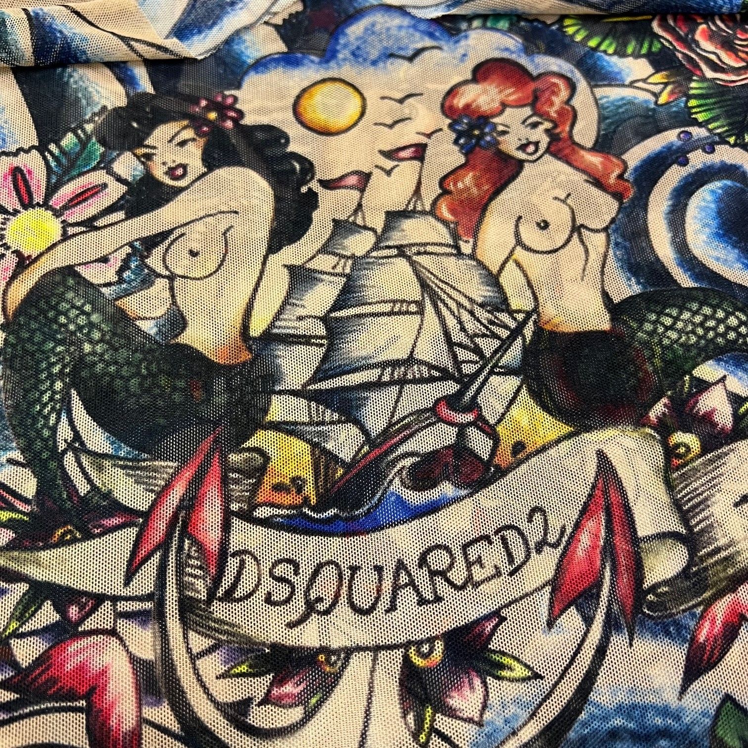 DSQUARED2 TATTOO SLEEVES タトゥープリントメッシュトップ セカンド