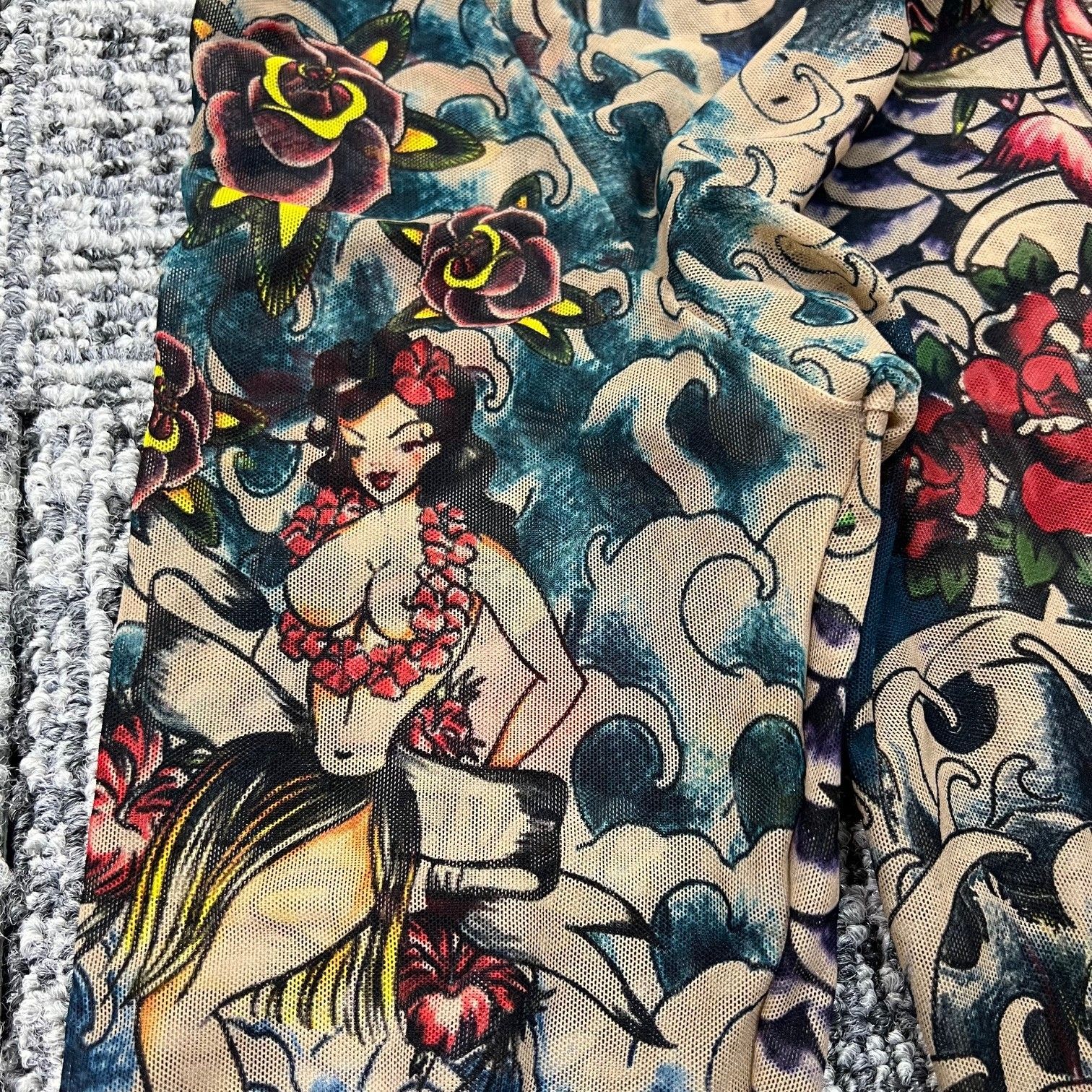 DSQUARED2 TATTOO SLEEVES タトゥープリントメッシュトップ セカンド