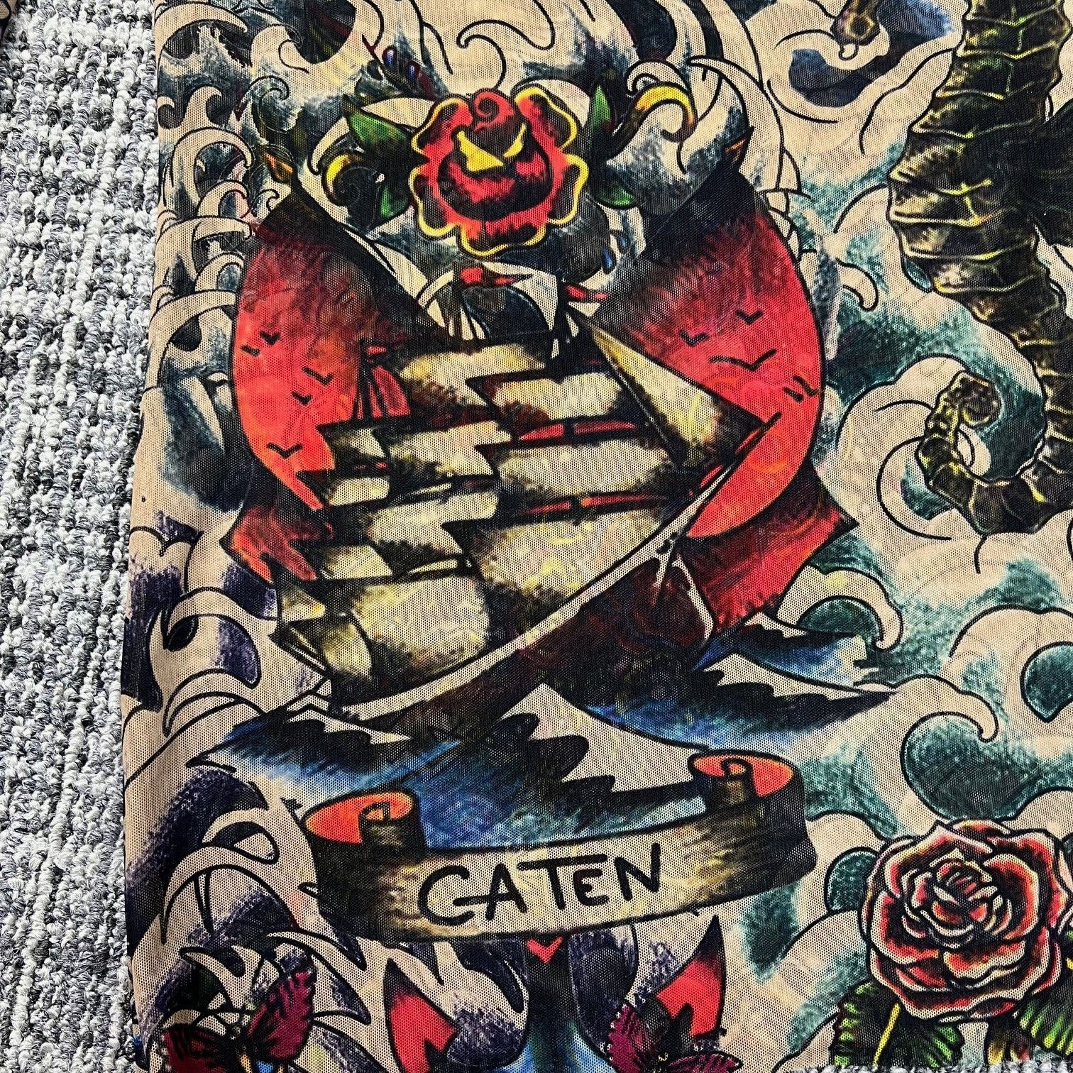 DSQUARED2 TATTOO SLEEVES タトゥープリントメッシュトップ セカンド