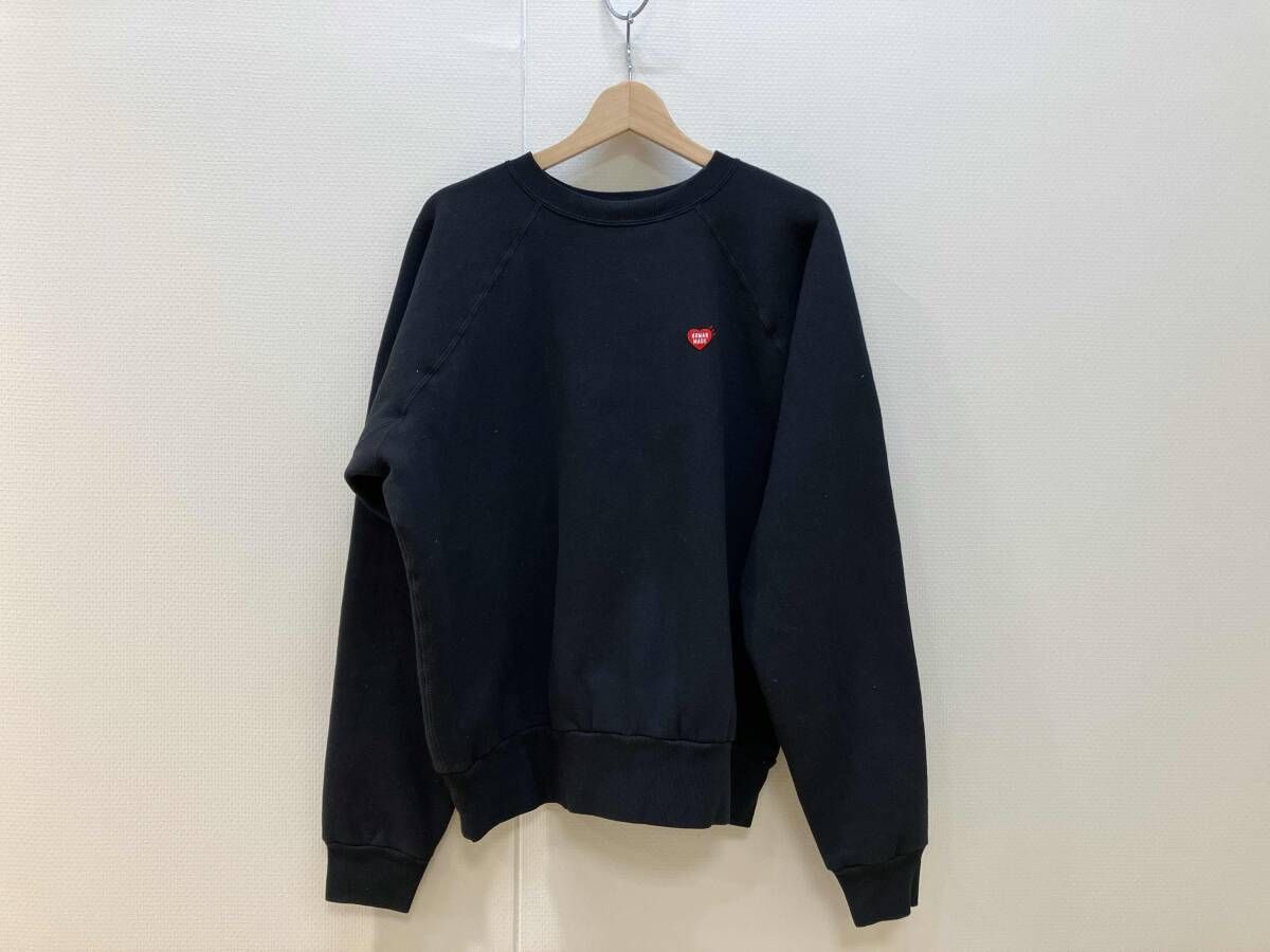 HUMAN MADE ヒューマンメイド スウェット トレーナー サイズL黒 ブラック コットン ポリエステル メンズ ハートワッペン