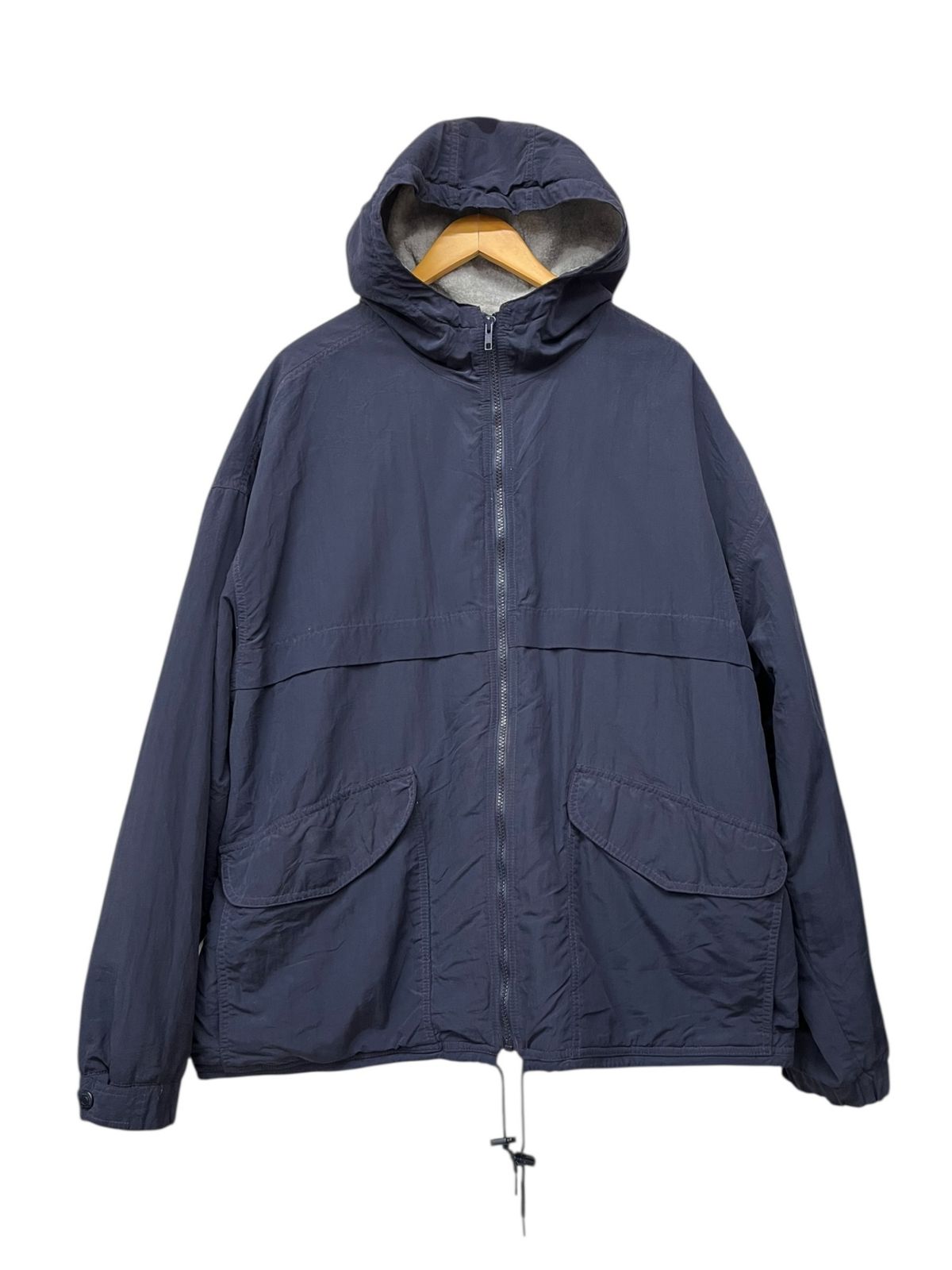 EDDIE BAUER エディーバウアー 黒タグ マウンテンパーカージャケット 裏起毛 古着 ビンテージ 80 S 90 XL ネイビー メンズ|199