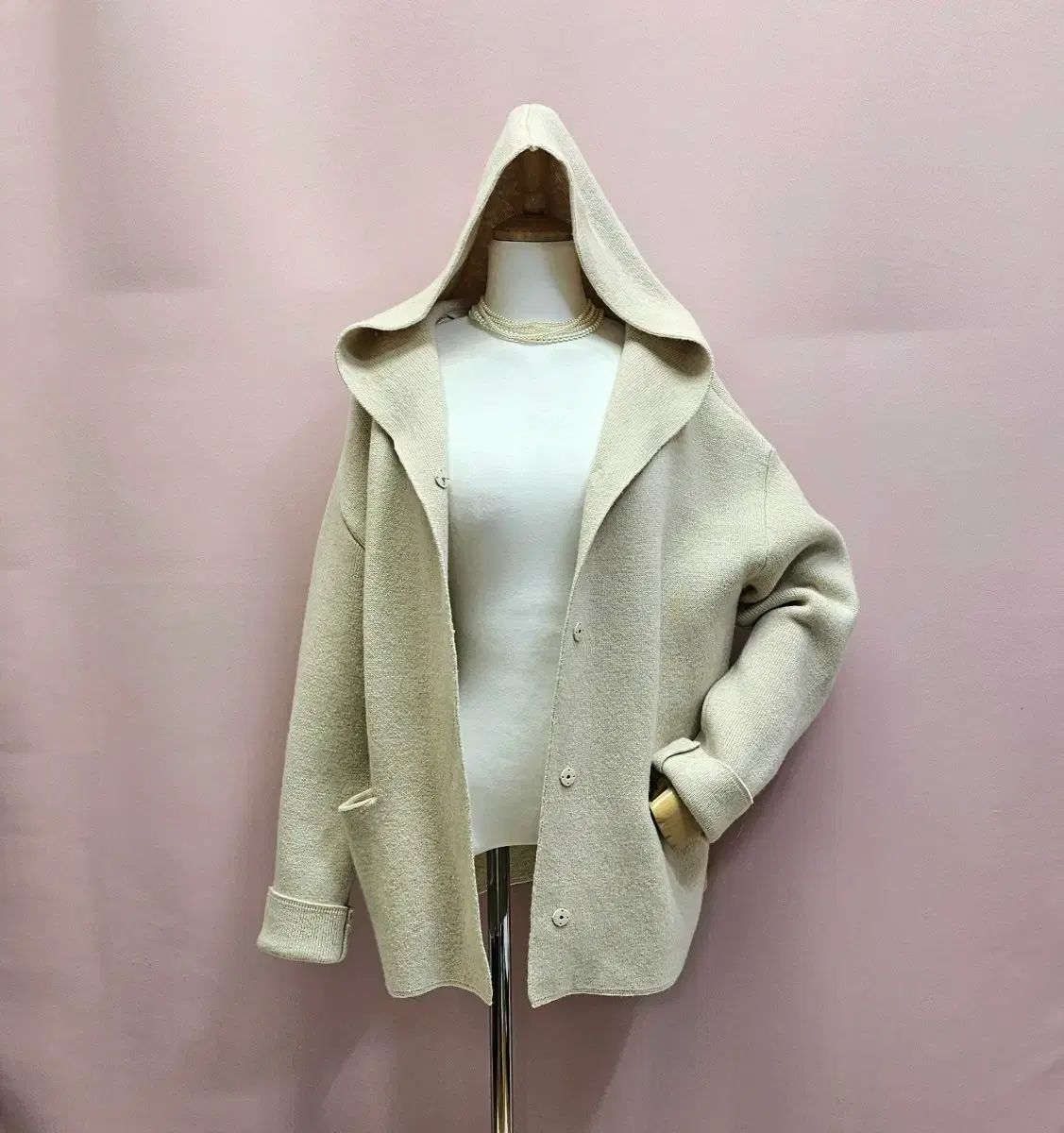 UMER ウール カシミア フード カーディガン