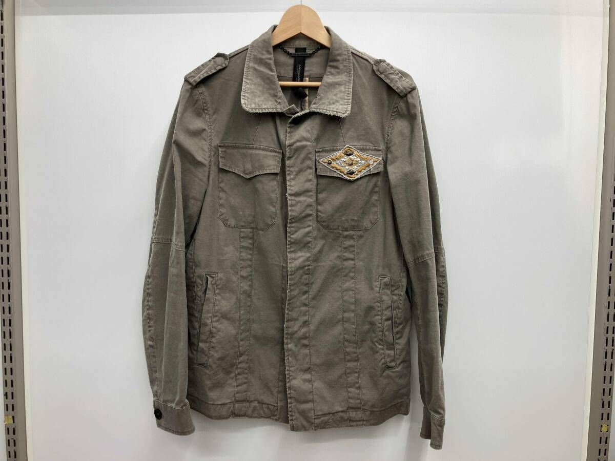 メッサジュリエ ミリタリージャケット 刺繍 MADE IN ITALY イタリア製 サイズ48 グレー