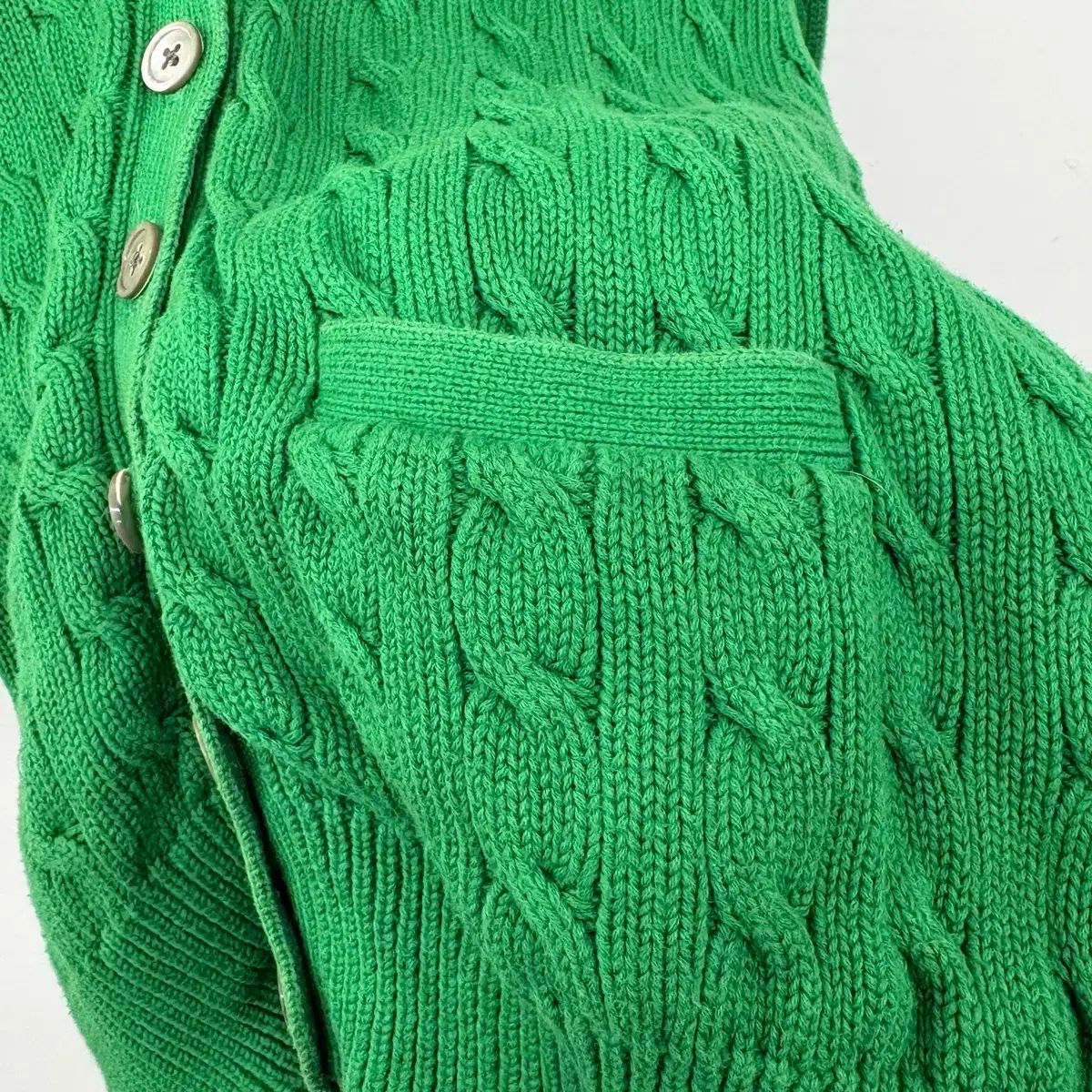 ポロ ラルフローレン スポーツ ケーブル編み ニット カーディガン グリーン レディースMサイズ ワードローブ カーディガン 