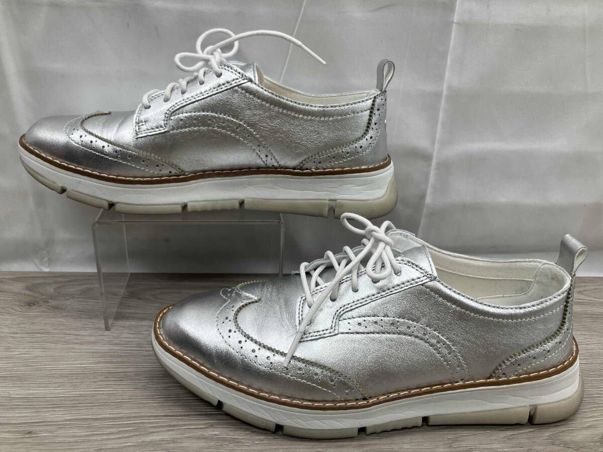 スニーカー オックスフォード ゼログランド レラ ウイングチップ W 32612 表記サイズ24.5 cm シルバー