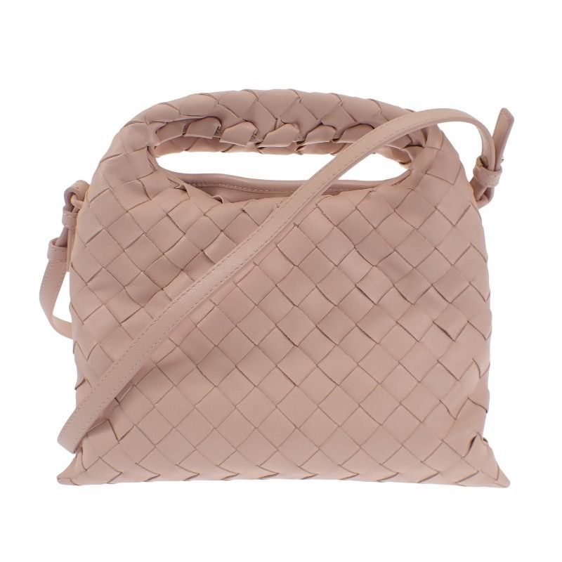 ストラップに裂けあり ボッテガヴェネタ BOTTEGA VENETA イントレチャート ミニ ホップ 2 WAYバッグ ハンドバッグ ショルダーバッグ カーフ ピンク レディース