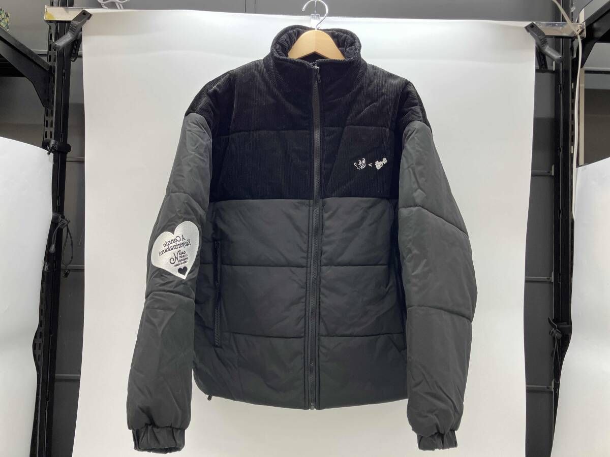 冬 KN-309-2 カオヨリナカミ ダウンジャケット コ-デュロイ切替 ポリエステル ブラック L