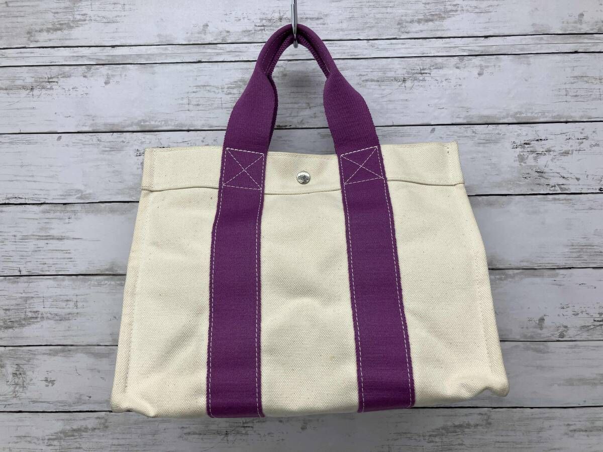 HERMES エルメス ボラボラMM キャンバストート バッグ パープル