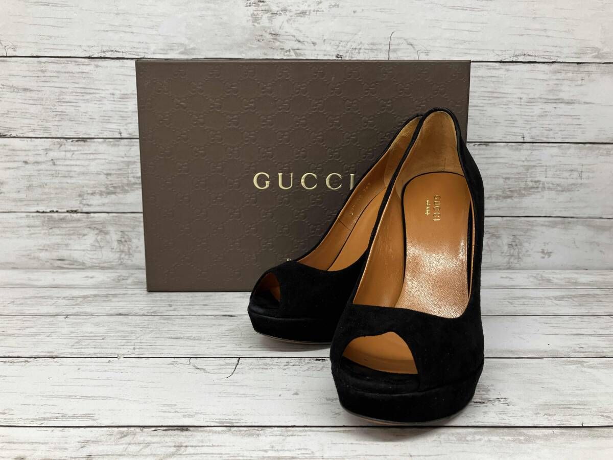 GUCCI グッチ ハイヒールパンプス ベロア ブラック
