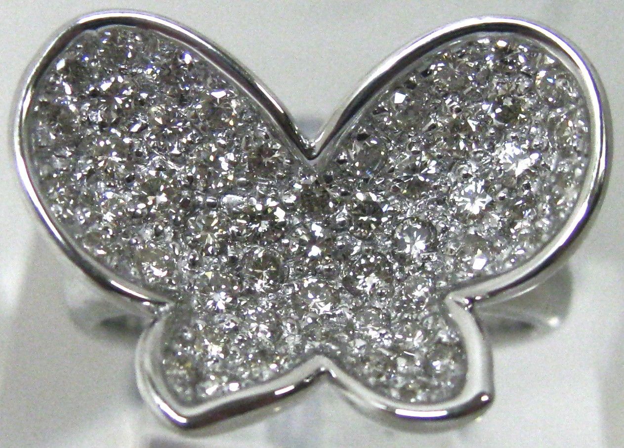 K 18 WG 18金ホワイトゴールド蝶柄パヴェダイヤ0.90 ct サイズ 12