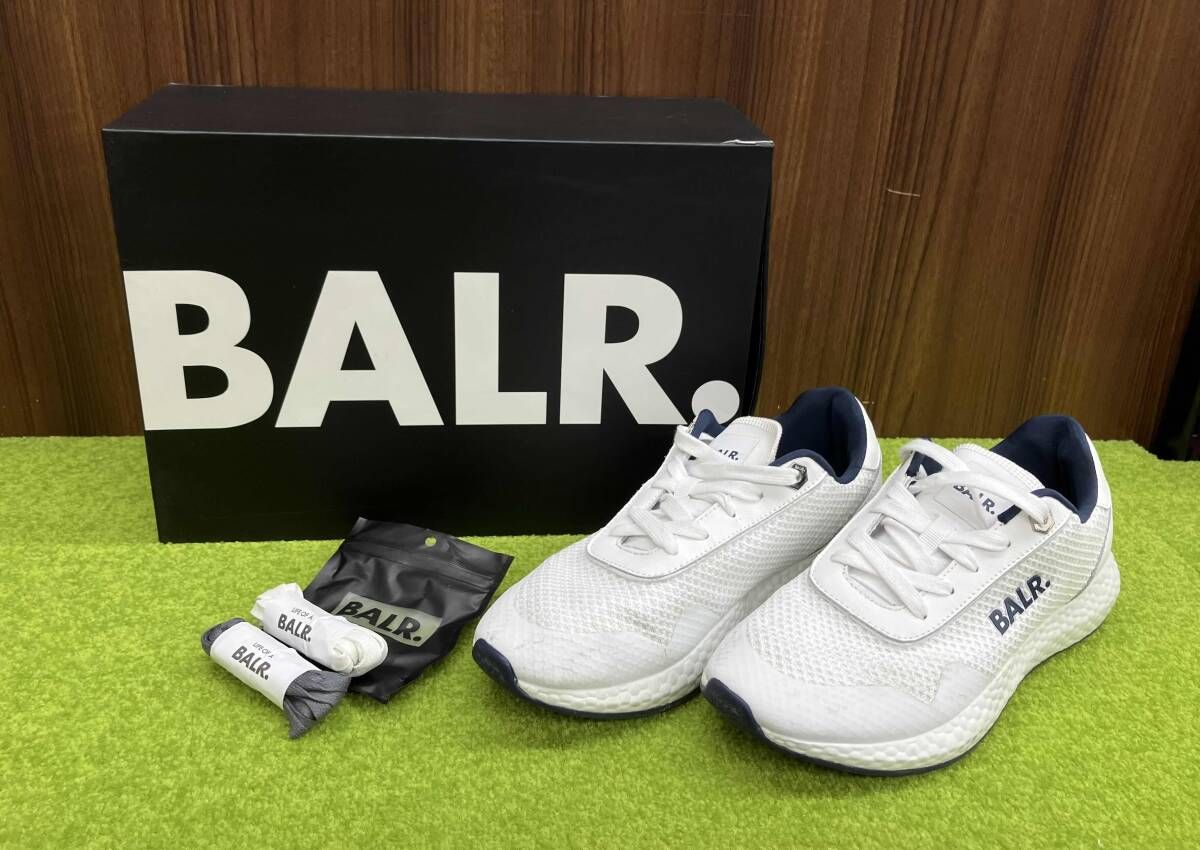 BALR.ボーラー スニーカー サイズ26.5 cm EU 42 ホワイト×ネイビー 箱 替紐付 メンズ シューズ 靴
