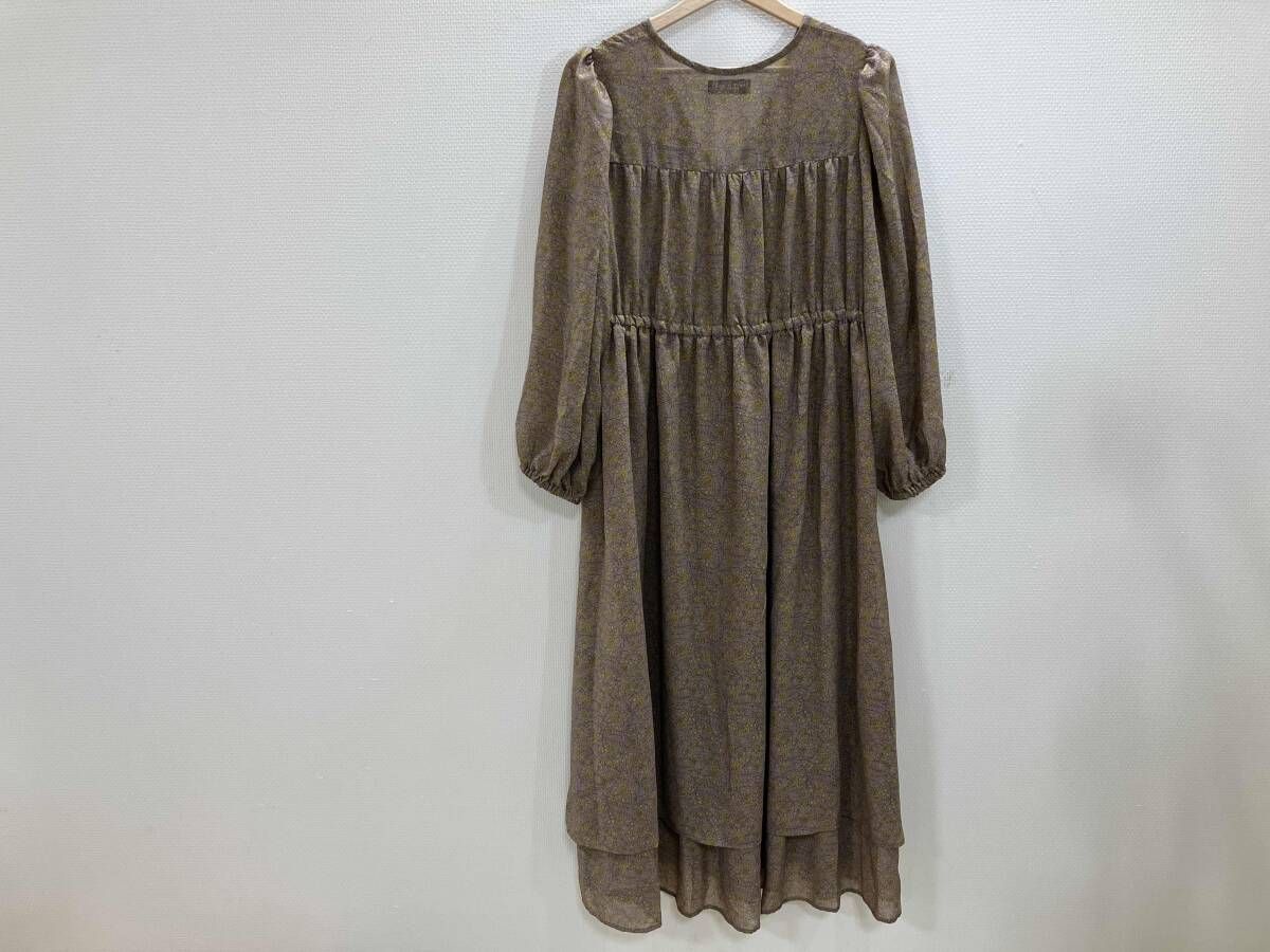 Hug O War ハグオーワー 花柄プリント長袖ワンピース プリントワンピース ロングワンピース ベージュ 1 春