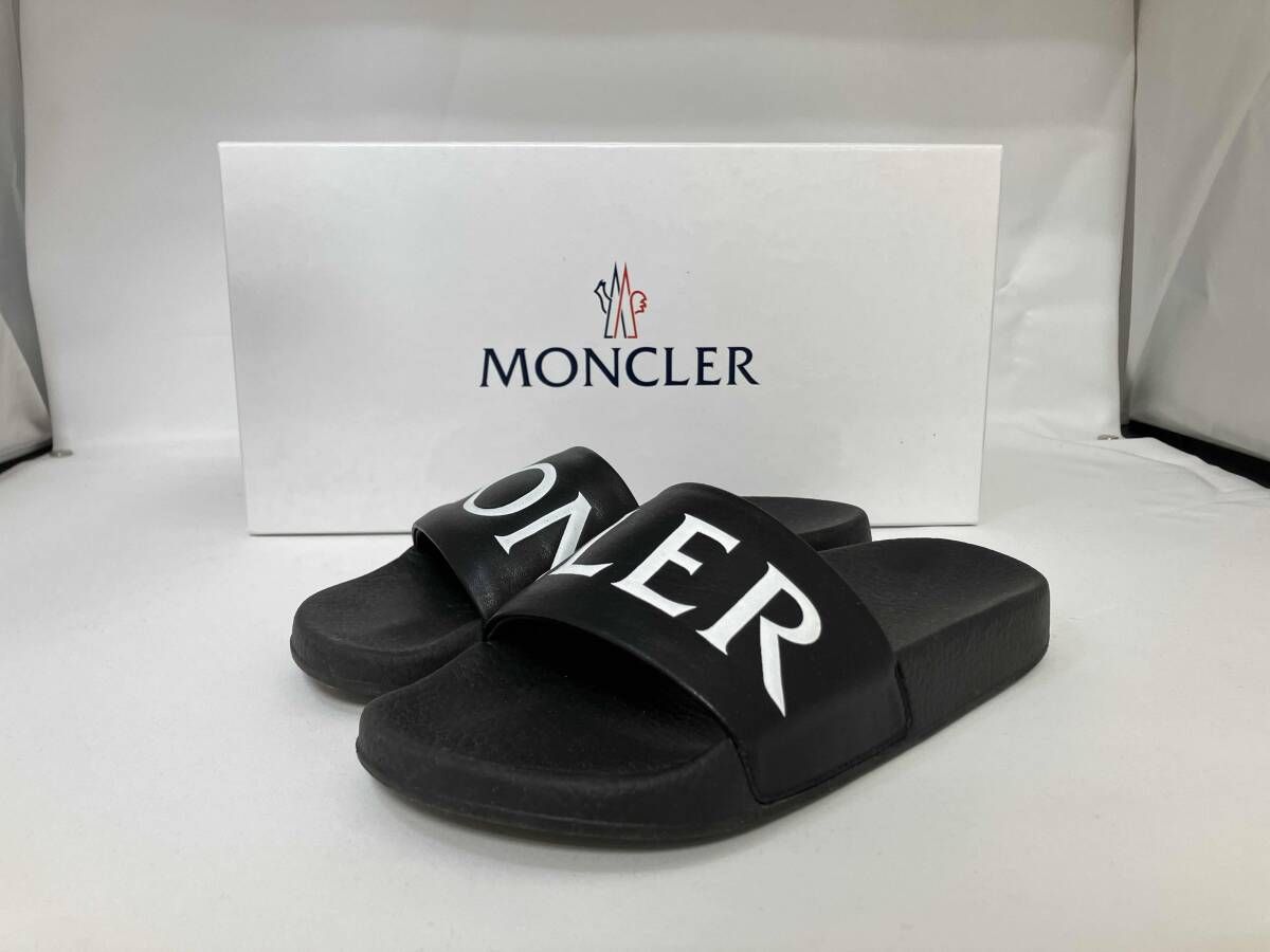 MONCLER モンクレール ラバーサンダル シャワーサンダル size 36 黒 ブラック ロゴプリント made in Italy イタリア製 レディース