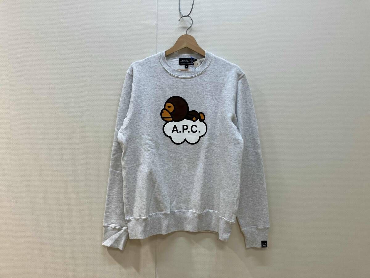 A BATHING APE× A.P.C. アベイシングエイプ× アーペーセー クルーネックスウェットシャツ トレーナー サイズM グレー メンズ 裏起毛