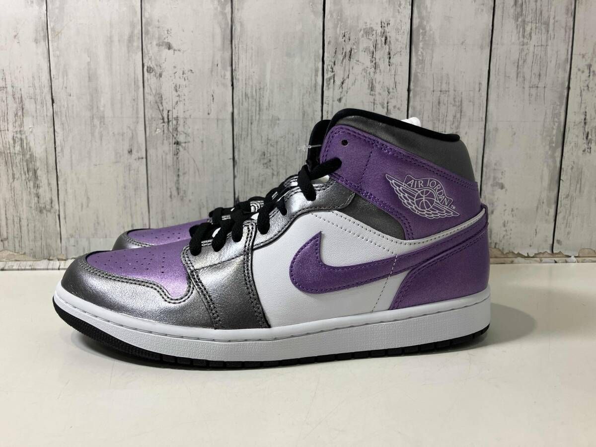 NIKE ナイキ Women s Air Jordan 1 Mid SE HJ 5911-105 スニーカー パープル x メタリック ホワイト 28.5 cm