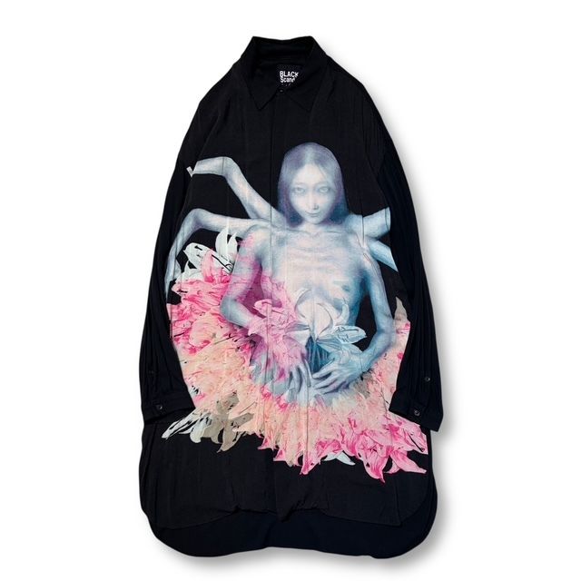 20ss YOHJI YAMAMOTO POUR HOMME BLACK SCANDAL百合阿修羅 レーヨン