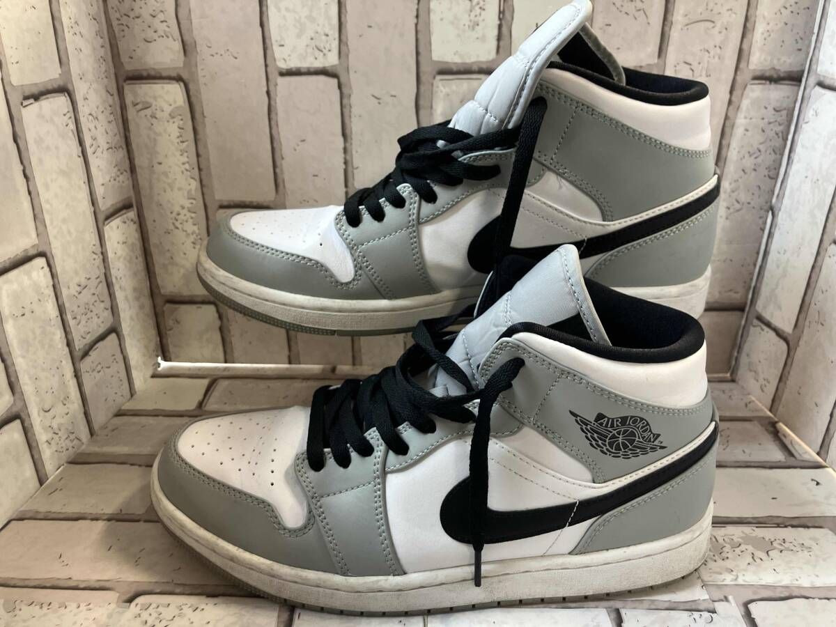NIKE ナイキ スニーカー 554724-082 AIR JORDAN 1 MID 27.0 cm ホワイト グレー スポーツ
