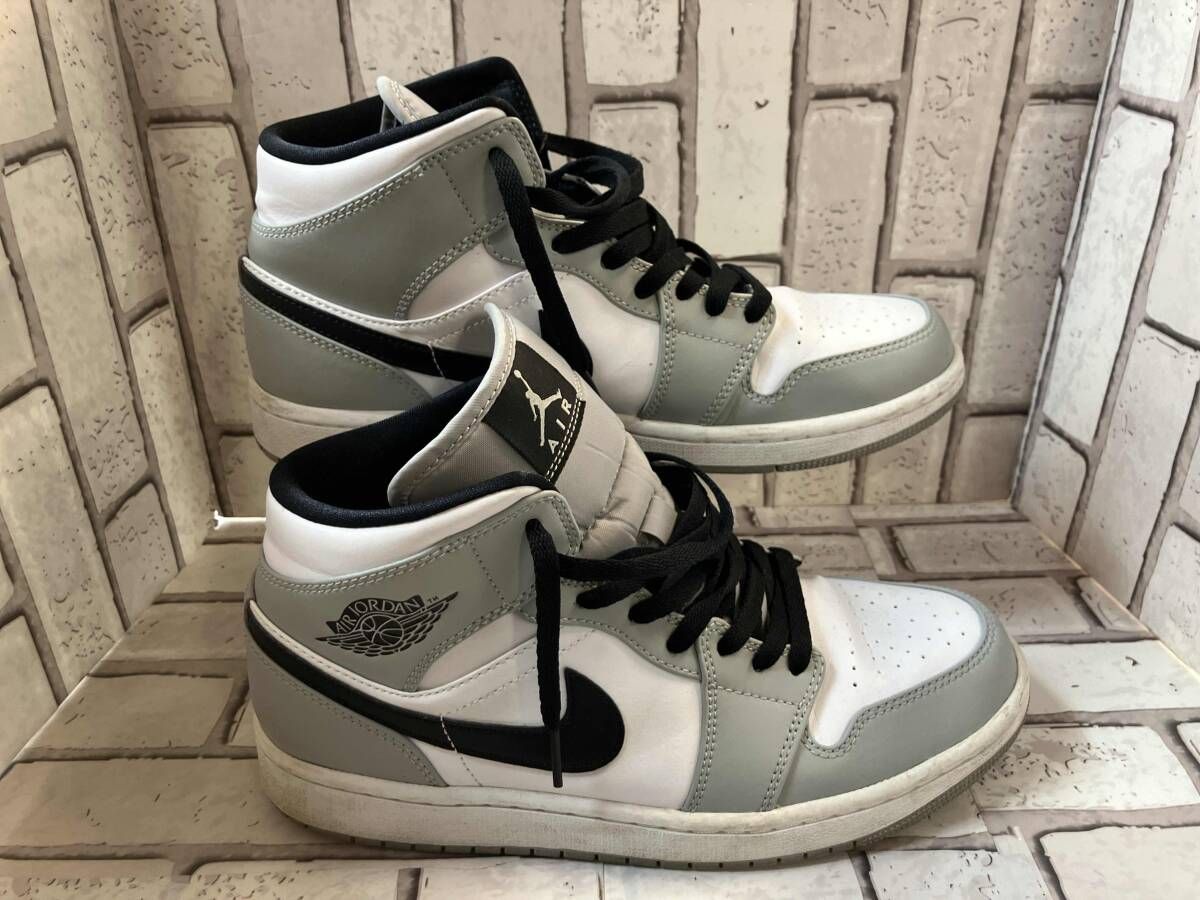  NIKE ナイキ スニーカー 554724-082 AIR JORDAN 1 MID 27.0 cm ホワイト グレー スポーツ スニーカー 靴