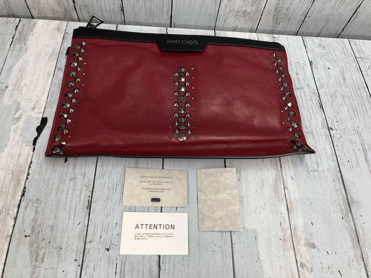 JIMMY CHOO ジミーチュー|クラッチバッグ|ワインレッド|スタッズ