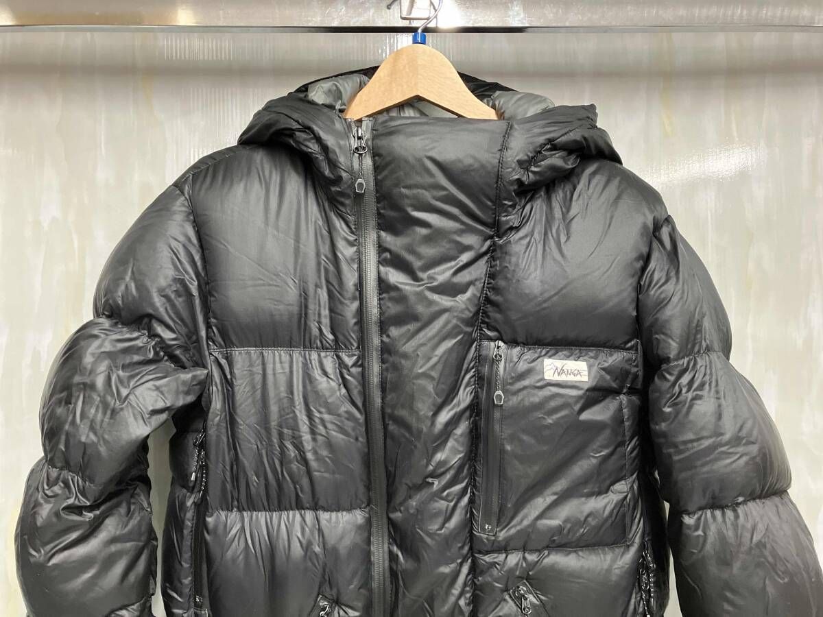 NANGA ナンガ ダウンジャケット 胸ロゴ ブラック Lサイズ