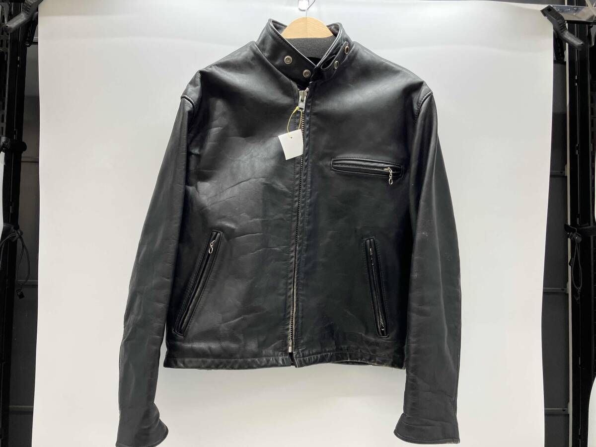 秋冬 Schott ショット シングルライダース ブラック レザー 40 キズ スレ シワあり