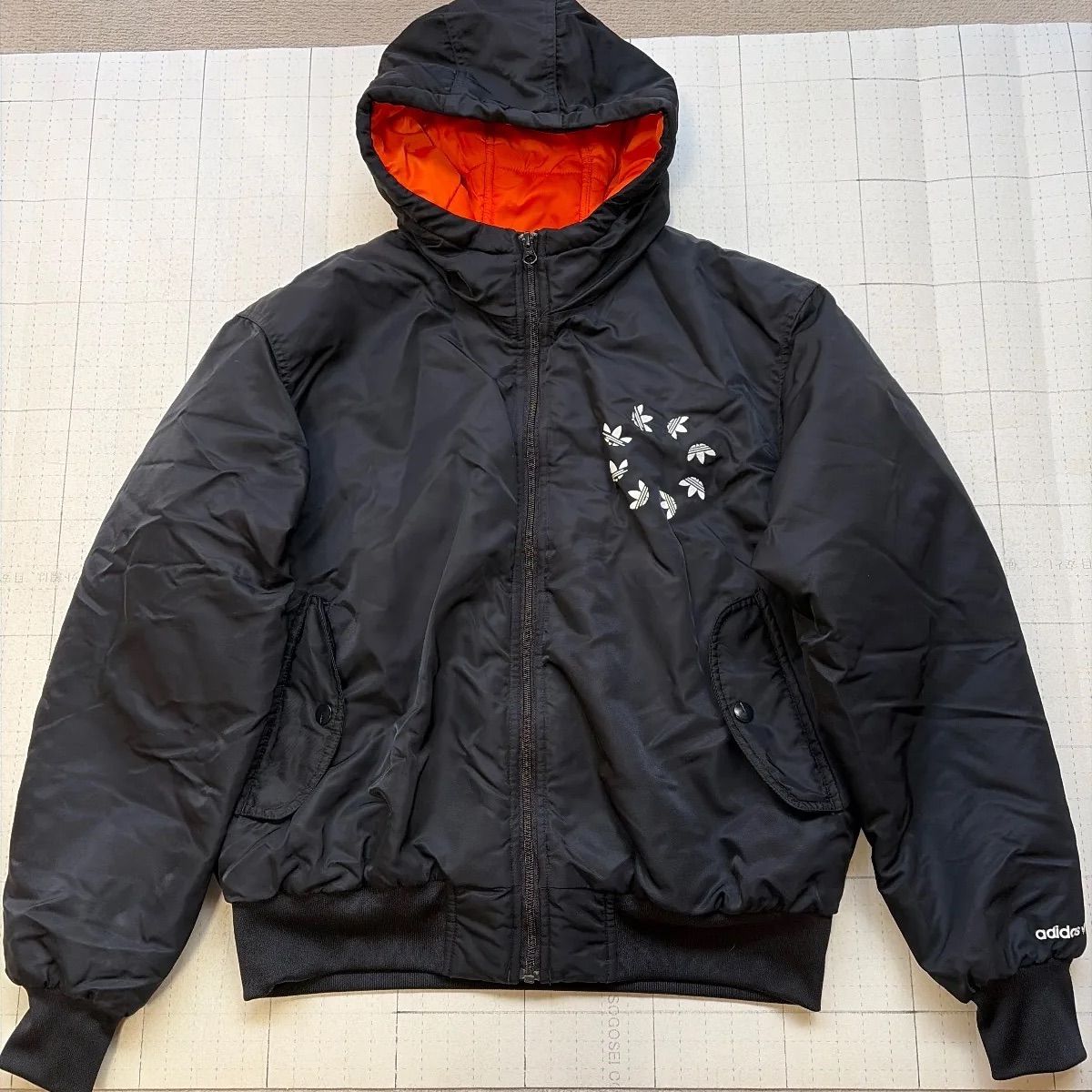 ト2512-④-5515 アディダス adidas originals ボールドボンバージャケット 黒×オレンジ L