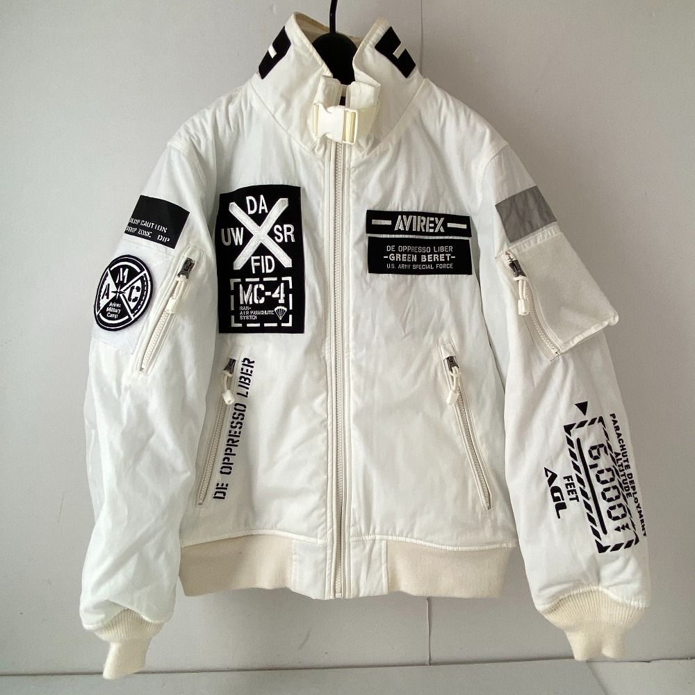 03 w 23310 AVIREX アヴィレックス MA-1 フライトジャケット HALO 白 ホワイト サイズL メンズ アメカジ アウター 6192176