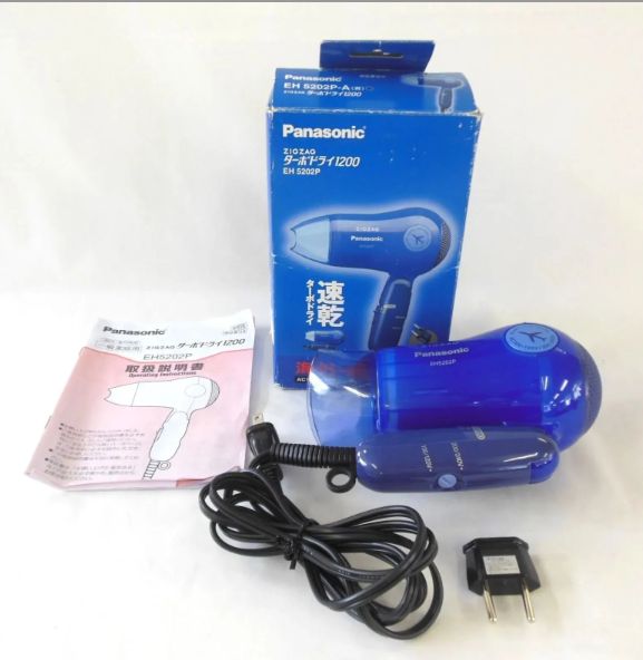 ヘアドライヤー 青と黒 付属品あり パナソニック ヘアドライヤー 海外・国内両用 ZIGZAGターボドライ1200
