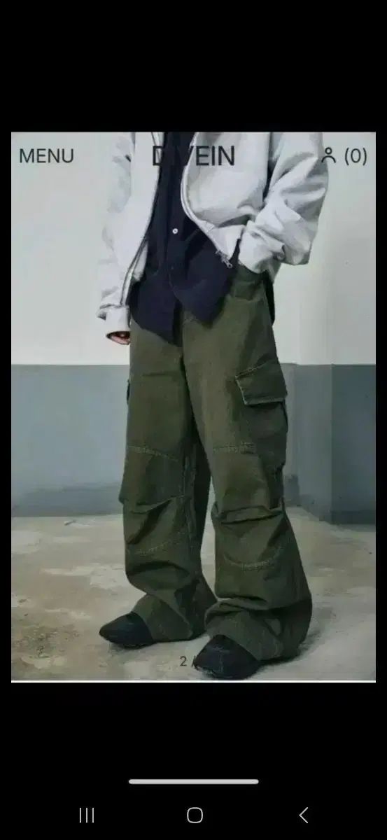 DIVE IN ウォッシュド カーゴパンツ カーキ