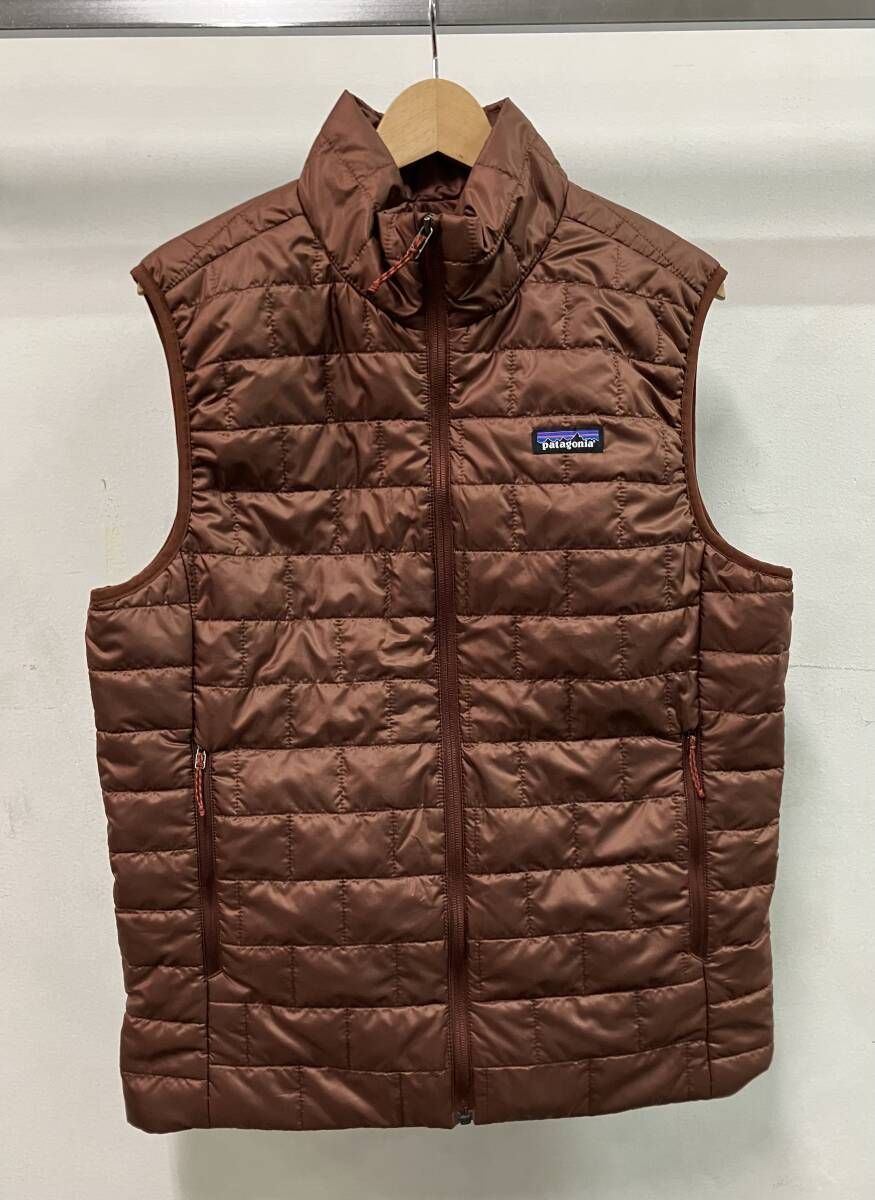 Patagonia パタゴニア ダウンベスト メンズ ナノ バフ ベスト ロゴ サイズM ベトナム製 ブラウン ポリエステル