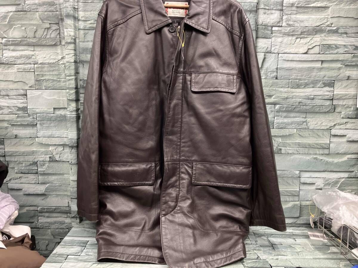 McGREGOR|シープレザーコート|裏地キルティング|チェック|ブラウン|L