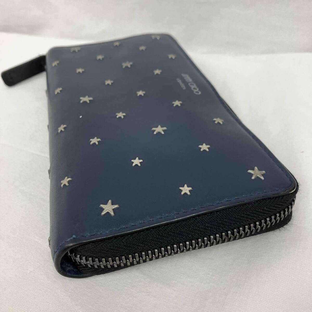 JIMMY CHOO/ジミーチュウ／長財布／ネイビー／スタースタッズ／CARNABY 