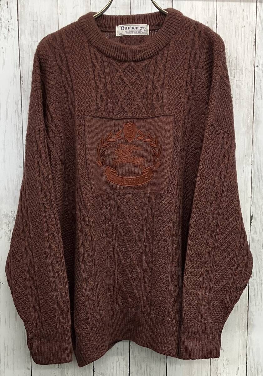 Burberry s 長袖ニット バーバリーズ ケーブルニット ウール イングランド製 シャドーホース size 42